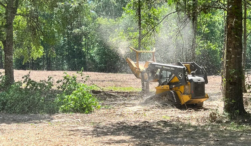 a machine performing stump grinding